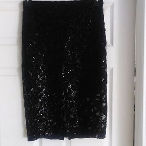 Express black laced sequence pencil skirt size 6